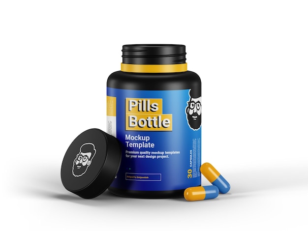 PSD pills bottle mockup template