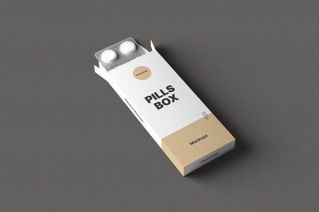 pills box mockup perspective view