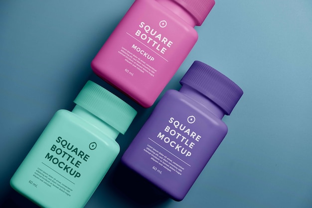 PSD pills square bottle mockup