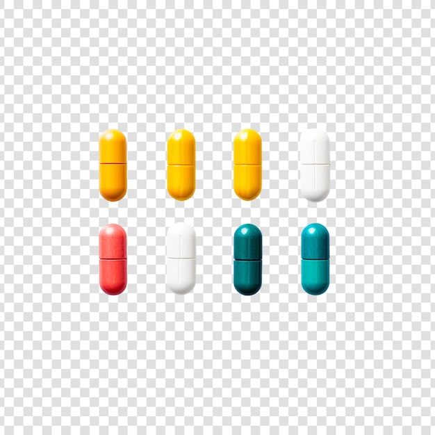 PSD pills and tablets isolated on a transparent background