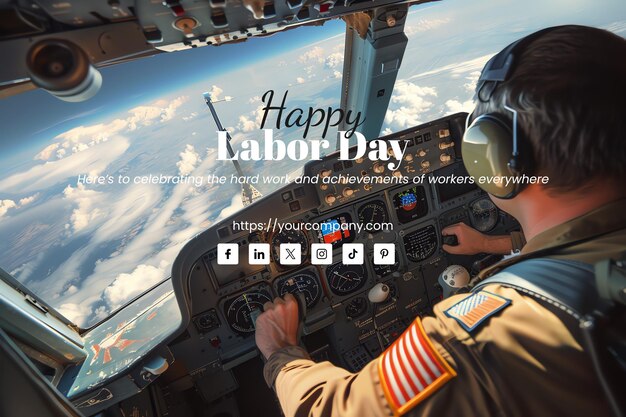 PSD pilot flying a commercial airplane labor day concept