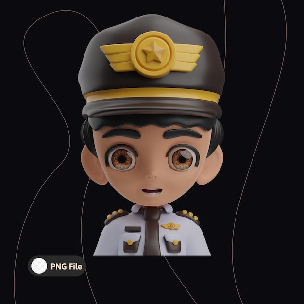 PSD pilota maschio avatar illustrazione 3d