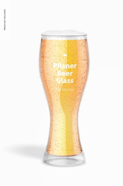 PSD mockup di bicchiere di birra pilsner