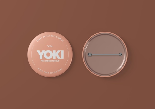 Pin badge logo mockup set psd front and back