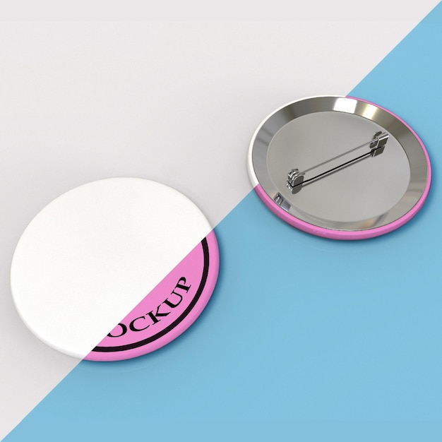 PSD pin badge mockup front and back