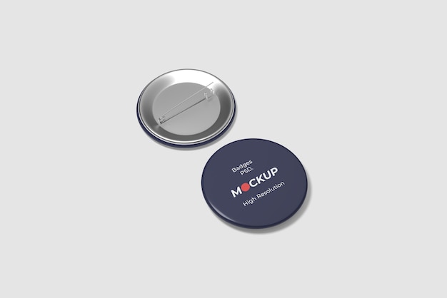 PSD pin / badge mockup vista dall'alto