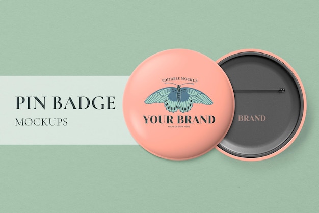 Pin badge mockup set psd, voor- en achterkant