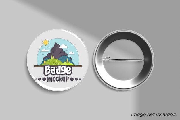 Pin badge mockup with shadow overlay