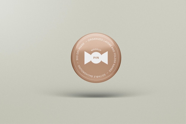 PSD pin button badge mockup design with editable background