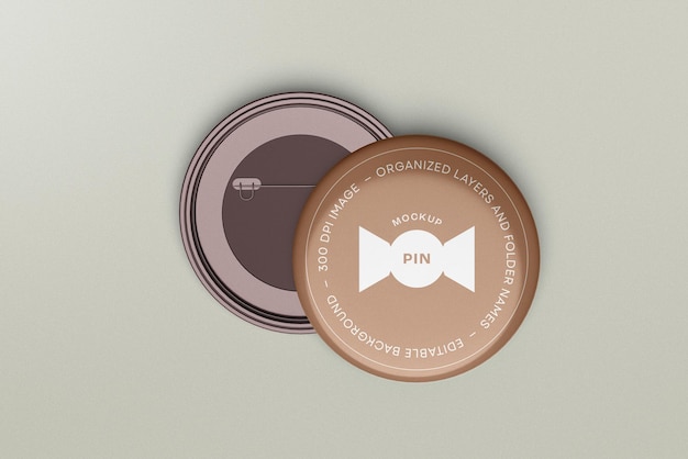 Pin button badge mockup design con sfondo modificabile