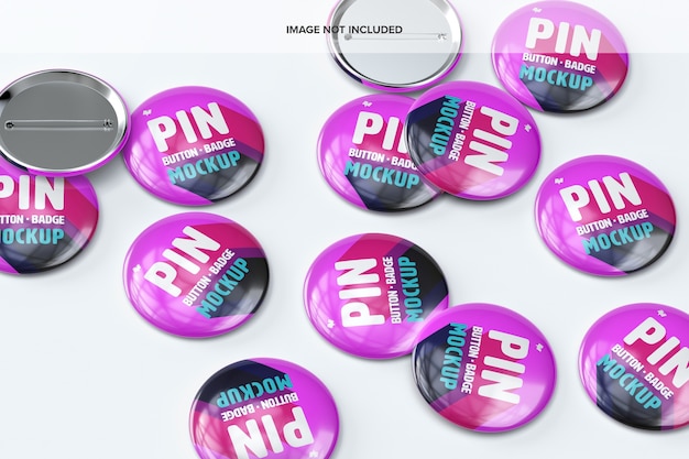 PSD set di mockup di badge pulsante pin