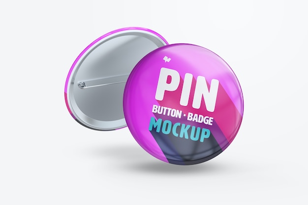 PSD pin button badges mockup