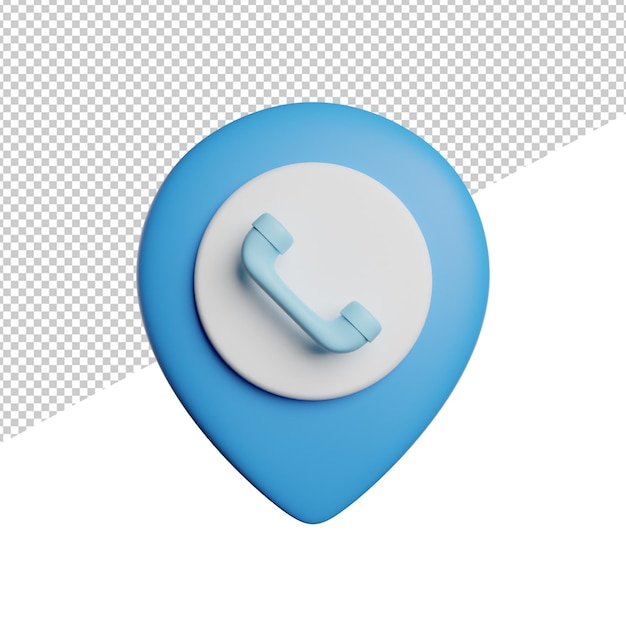 PSD pin call location front view 3d rendering icon illustration on transparent background