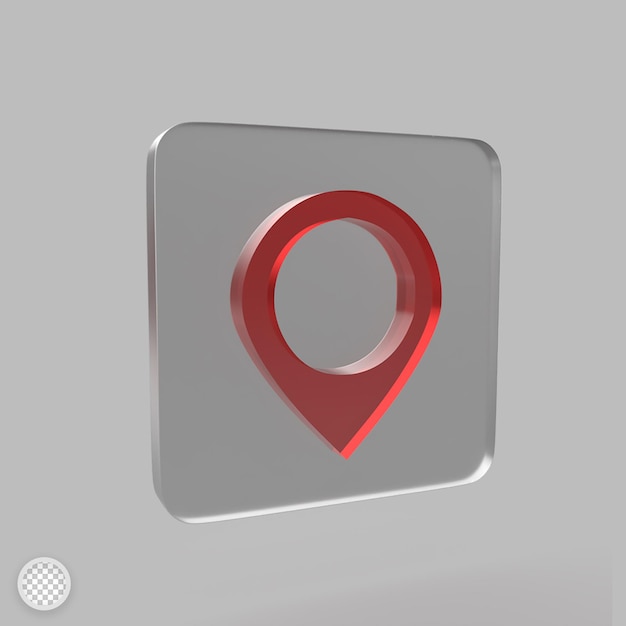 PSD pin icon with glass effect 3d render illustration