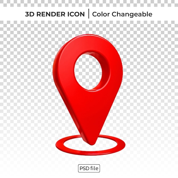 PSD pin location 3d render color changeable icon