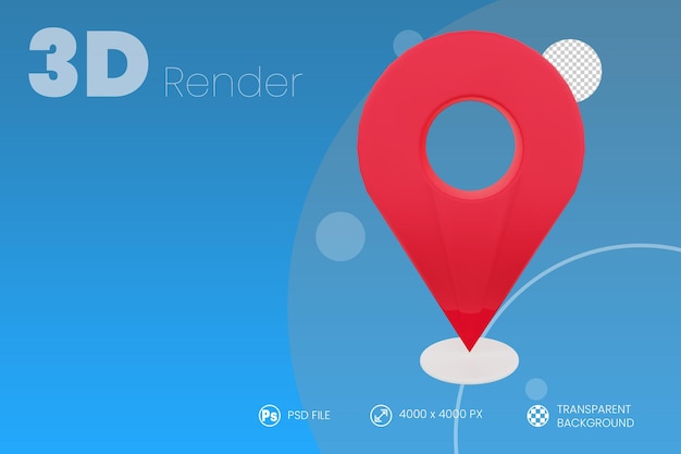 PSD pin location 3d render isolated background