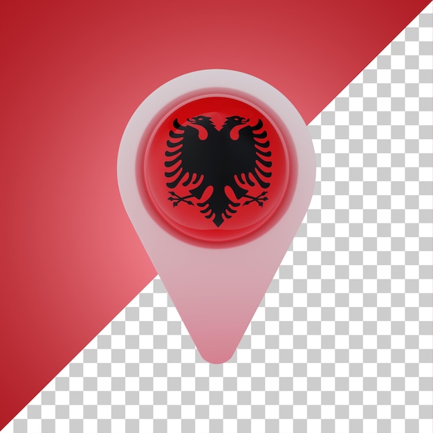 Pin Okrągła flaga Albanii Renderowanie 3D