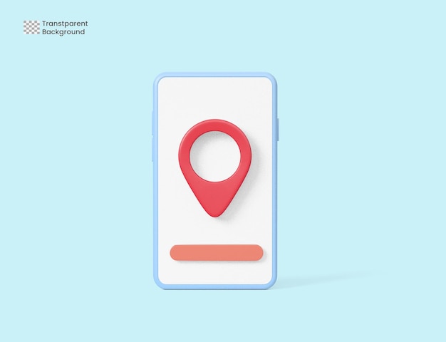 PSD pin pointer gps with smartphone 3d render