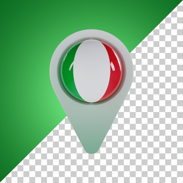 PSD pin ronde vlag van italië 3d-rendering