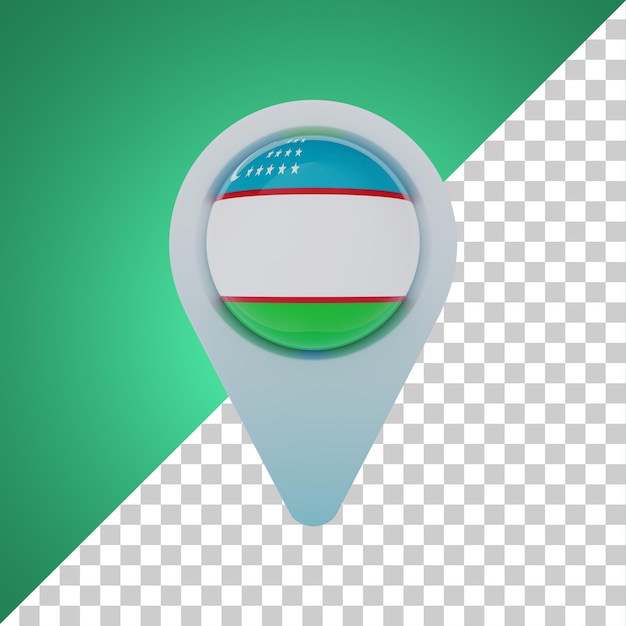 Pin ronde vlag van oezbekistan 3d-rendering
