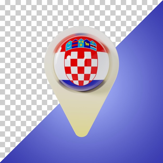 Pin round flag of croatia 3d rendering