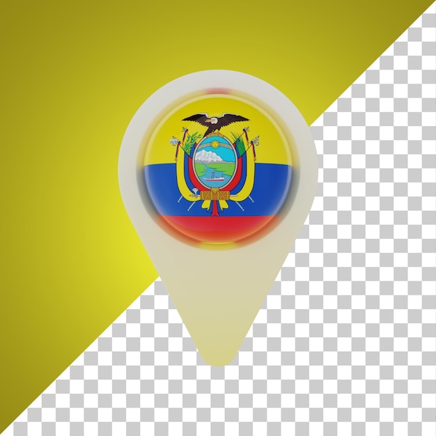 PSD pin round flag of ecuador 3d rendering