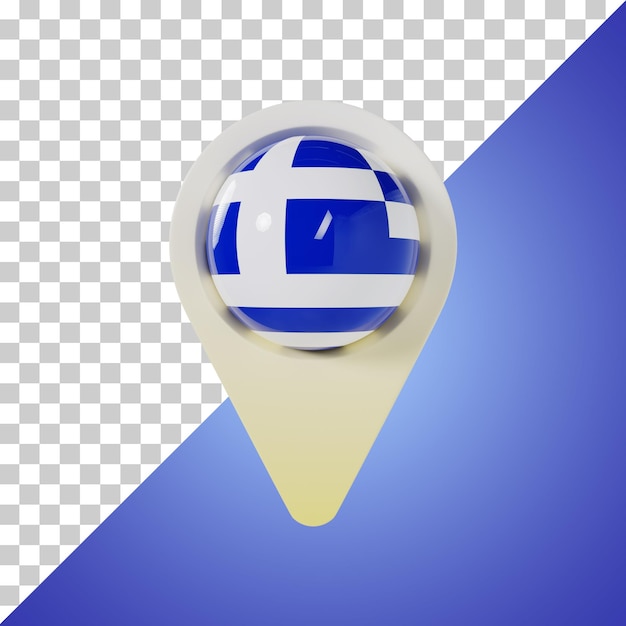 PSD pin round flag of greece 3d rendering