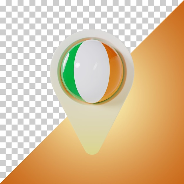 Pin round flag of ireland 3d rendering