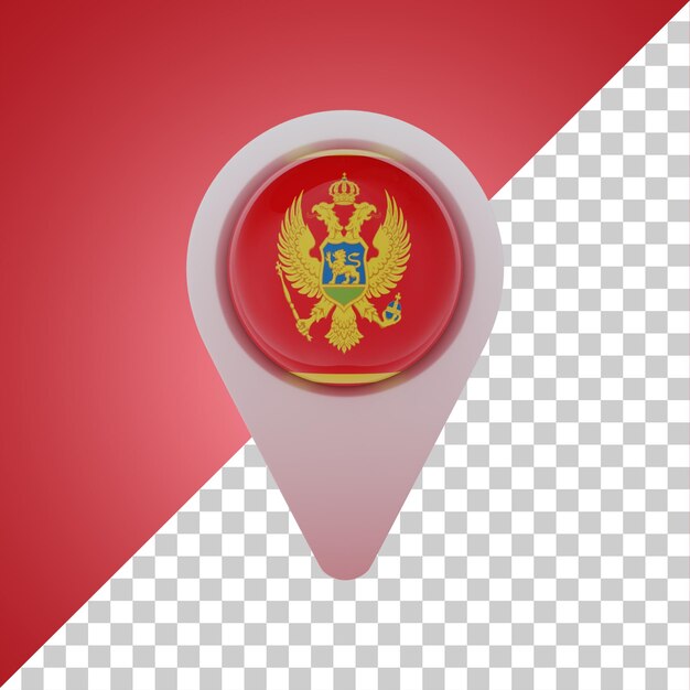 Pin Round flag of Montenegro 3D Rendering