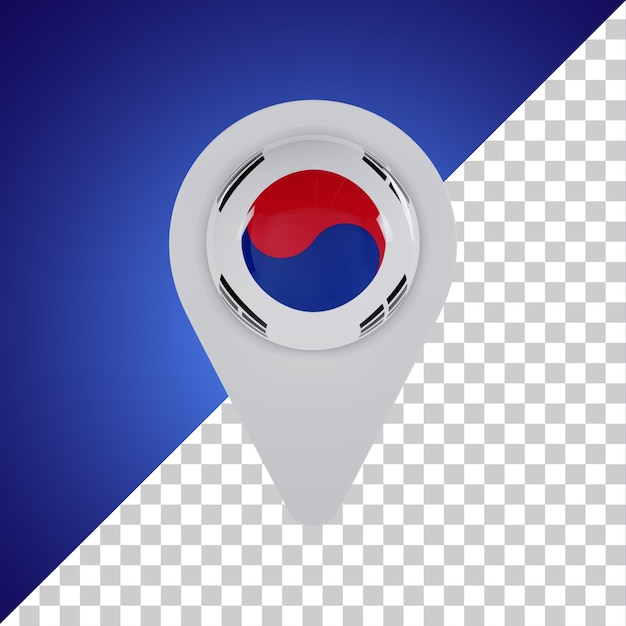 PSD 韓国の 3 d レンダリングのピン丸旗