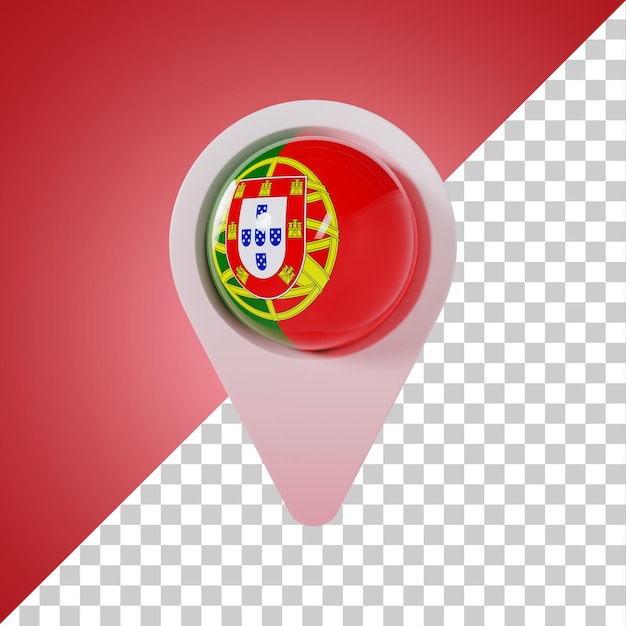 PSD Булавка круглый флаг португалии 3d рендеринг
