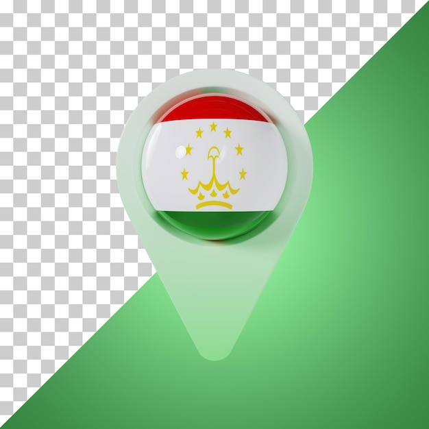 pin round flag of tajikistan 3d rendering