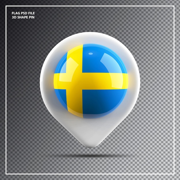 PSD pin round flag of sweden element