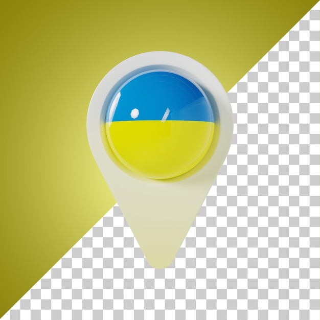 Perno bandiera rotonda dell'ucraina 3d rendering