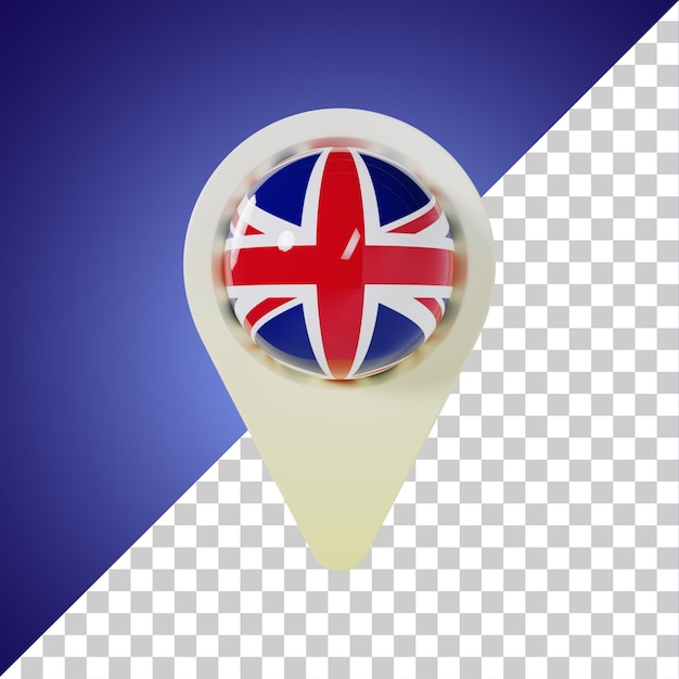 PSD pin round flag of united kingdom 3d rendering