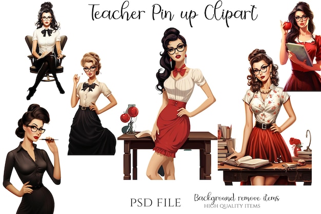 PSD pin-up leraar clipart