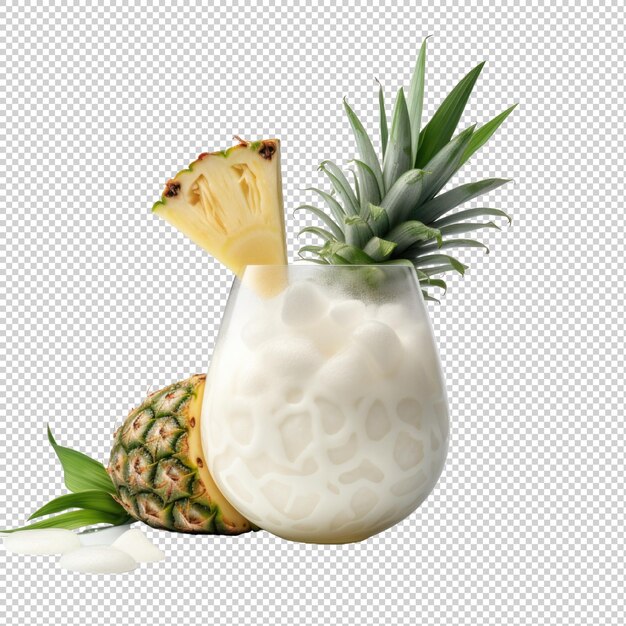 Pina colada cocktail isolated on transparent background generative ai