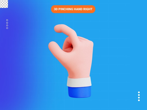 PSD pinching hand right 3d icon