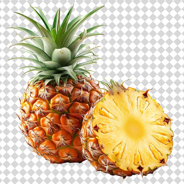 PSD a pine apple with half cut slice isolated on transparent background psd file format