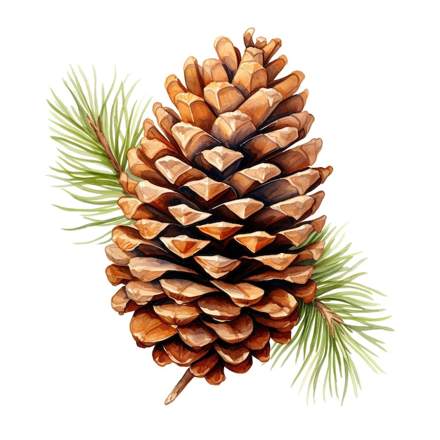 PSD pine cone for christmas event watercolor style ai generated