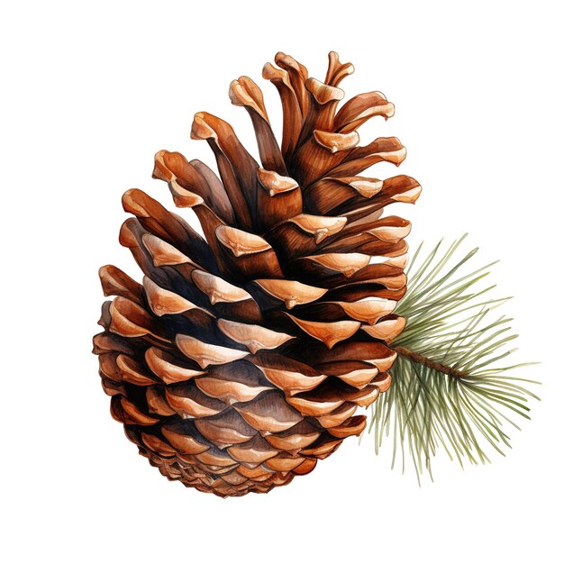 PSD pine cone for christmas event watercolor style ai generated