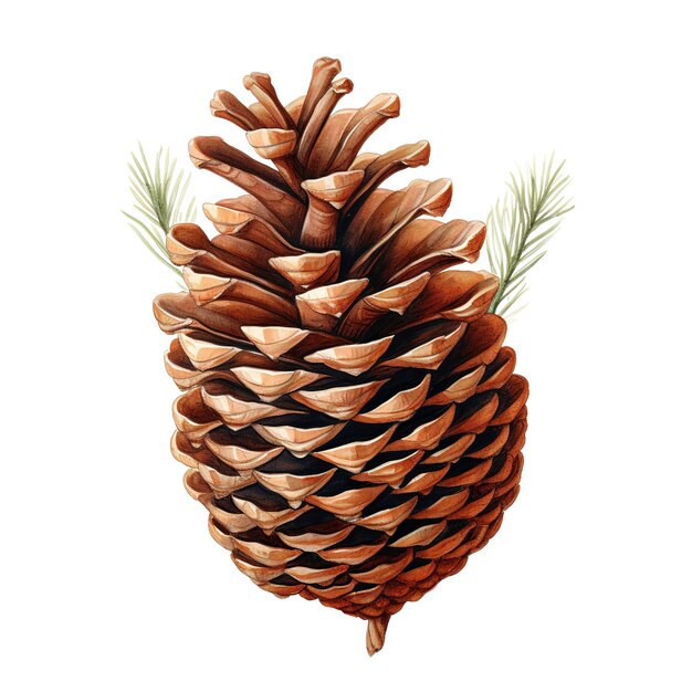 PSD pine cone for christmas event watercolor style ai generated