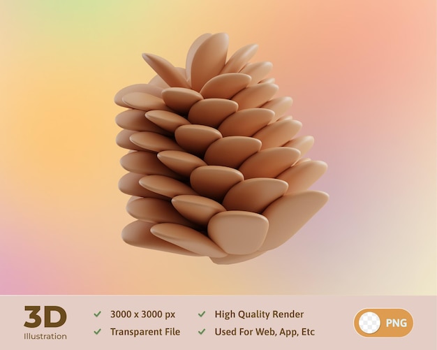 PSD illustrazione 3d della molla del cono del pino