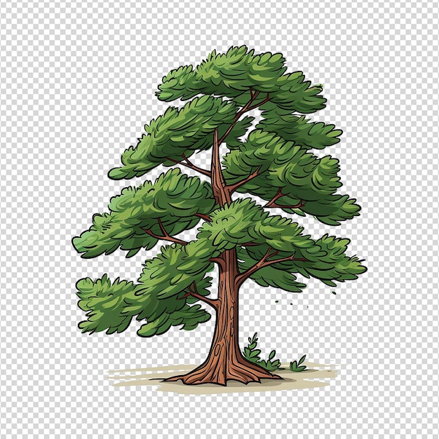 PSD pine tree cartoon illustration isolated on transparent background png