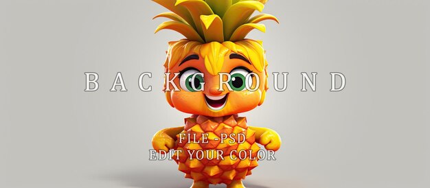 PSD pineapple cute cartoon