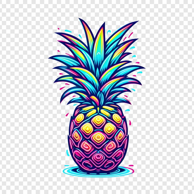 PSD pineapple fruit isolated on transparent background