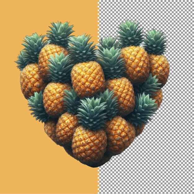 PSD pineapple heart showcase png