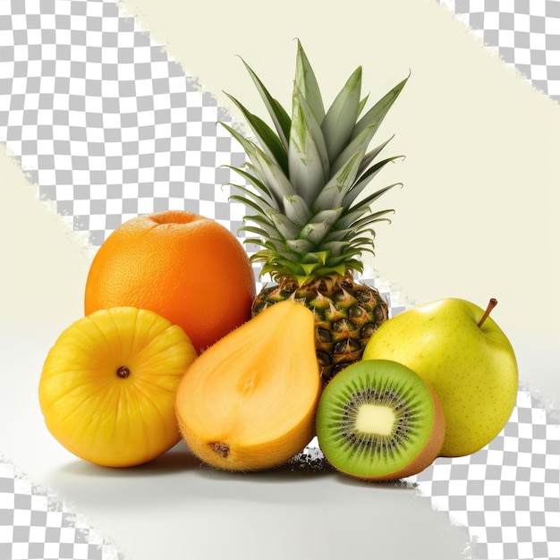 PSD un ananas e un ananas sono disposti a forma piramidale.