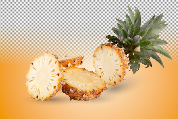 Pineapple slices isolated on a transparent background