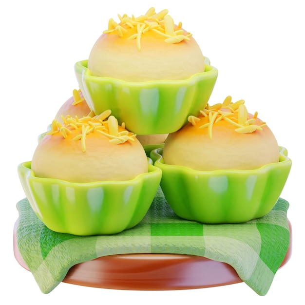 pineapple tart or nastar cake 3d render icon